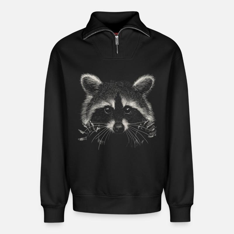 Waschbär - Relaxed Unisex Organic Half Zip Sweatshirt – von SPREAD - Schwarz