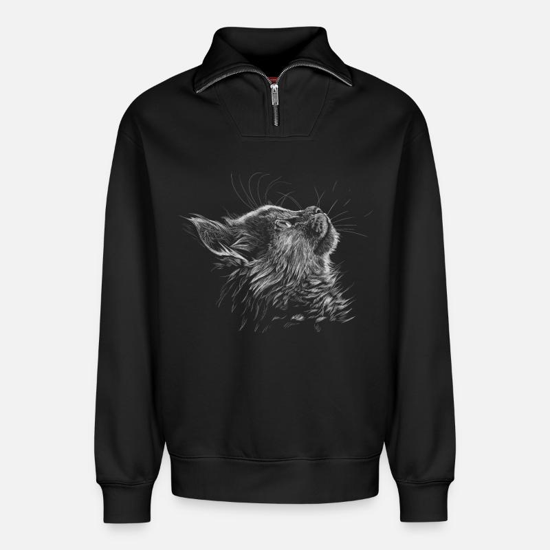 Kätzchen - Relaxed Unisex Organic Half Zip Sweatshirt – von SPREAD - Schwarz