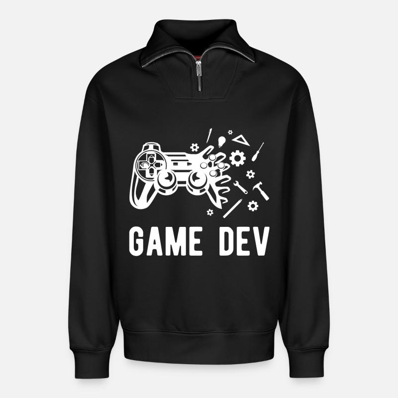 Game Dev - Relaxed Unisex Organic Half Zip Sweatshirt – by SPREAD - black
