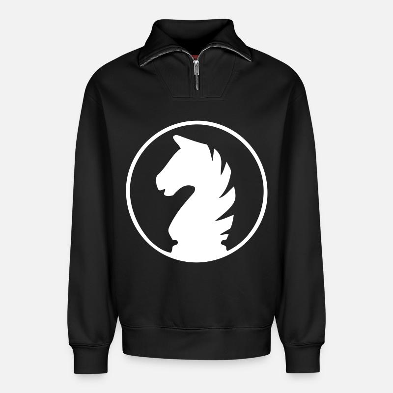 Schach - Pferd - Relaxed Unisex Organic Half Zip Sweatshirt – von SPREAD - Schwarz