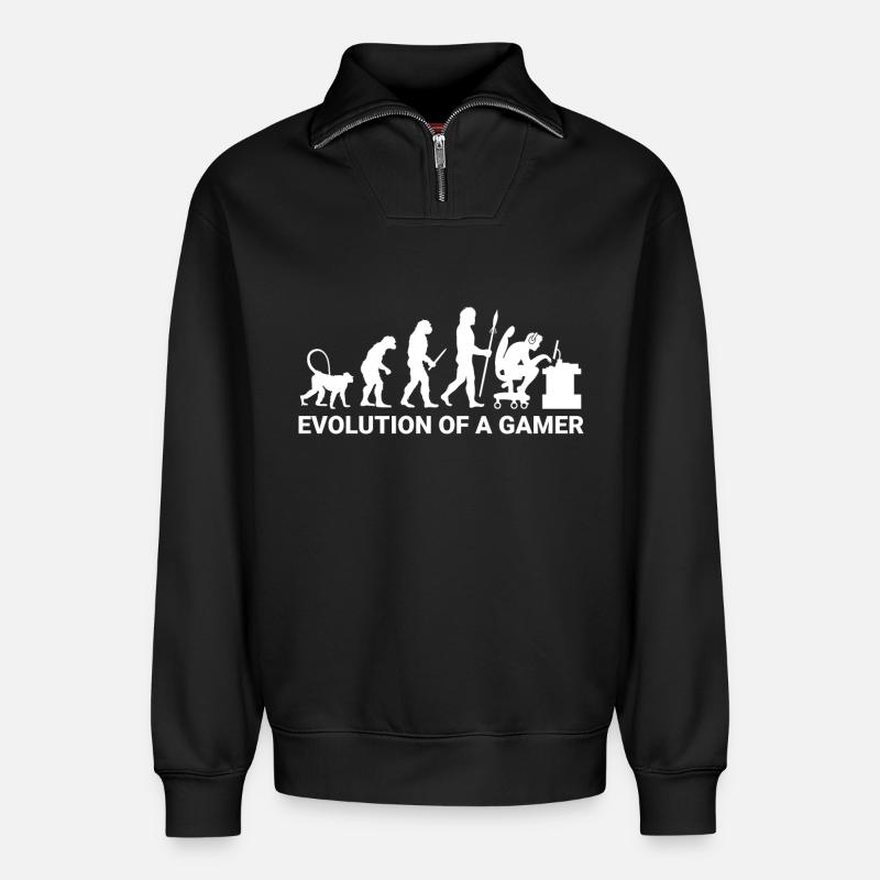 Evolution Gamer - Relaxed Unisex Organic Half Zip Sweatshirt – von SPREAD - Schwarz