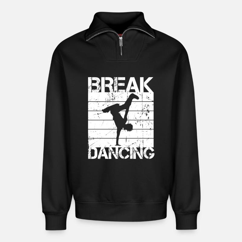 Breakdancing - Relaxed Unisex Organic Half Zip Sweatshirt – von SPREAD - Schwarz