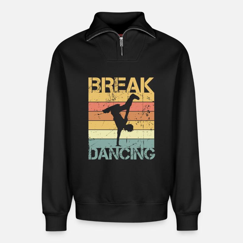 Breakdance - Relaxed Unisex Organic Half Zip Sweatshirt – von SPREAD - Schwarz