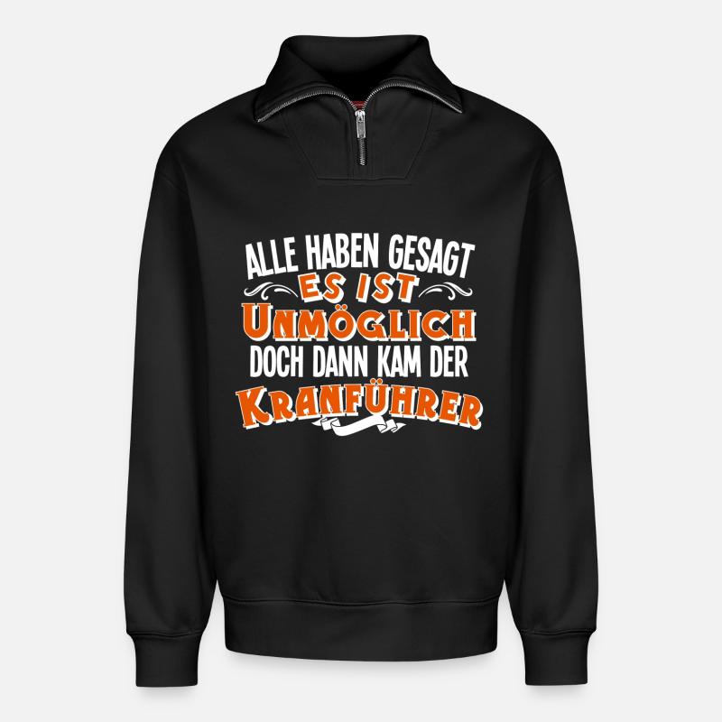Kranführer - Relaxed Unisex Organic Half Zip Sweatshirt – von SPREAD - Schwarz