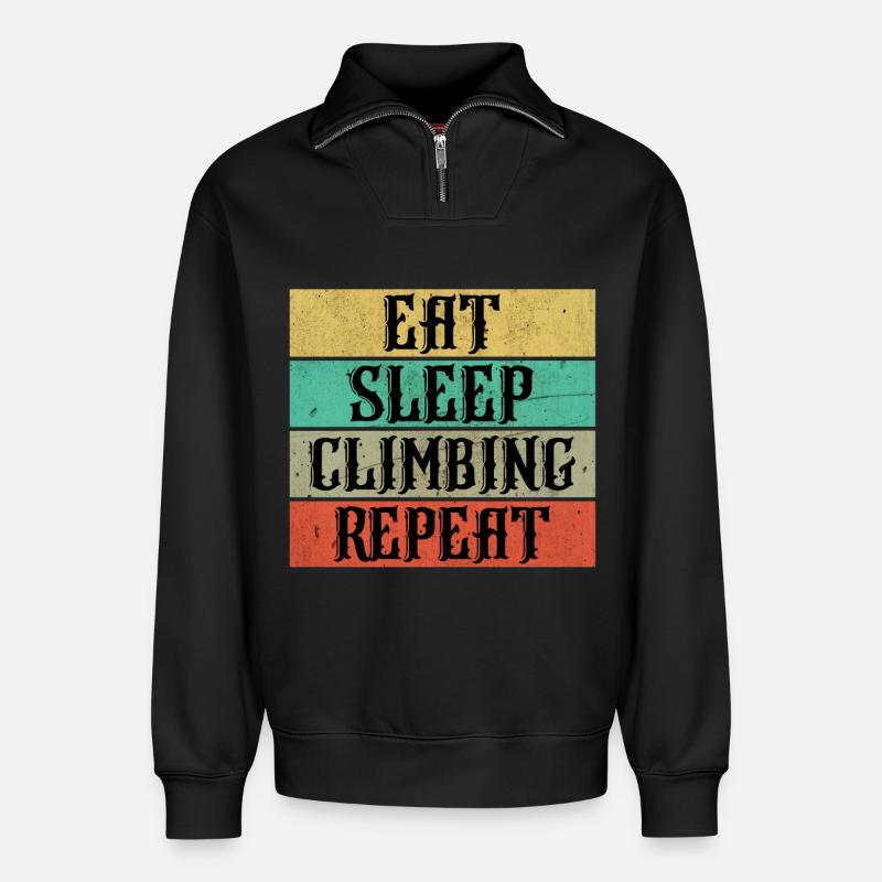 Climbing climbing - Relaxed Unisex Organic Half Zip Sweatshirt – by SPREAD - black