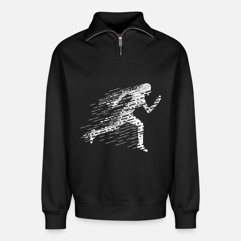 Sprinterin - Relaxed Unisex Organic Half Zip Sweatshirt – von SPREAD - Schwarz