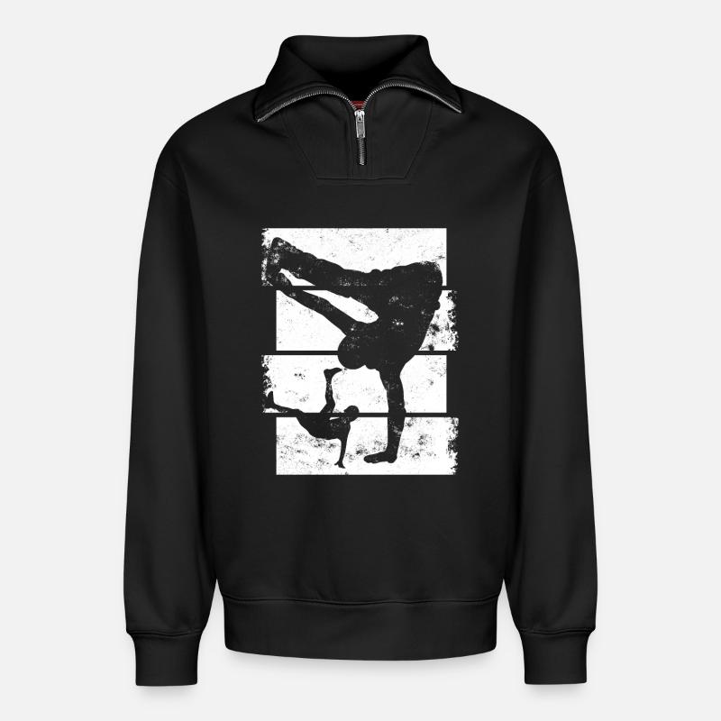 Breakdancer - Relaxed Unisex Organic Half Zip Sweatshirt – von SPREAD - Schwarz