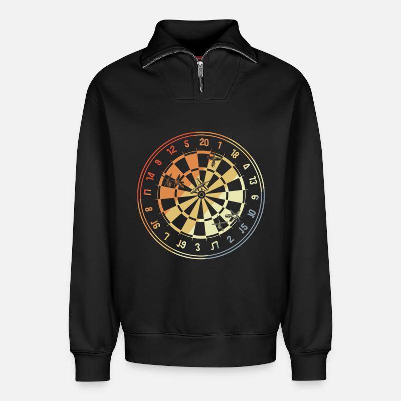Dartboard - Relaxed Unisex Organic Half Zip Sweatshirt – von SPREAD - Schwarz