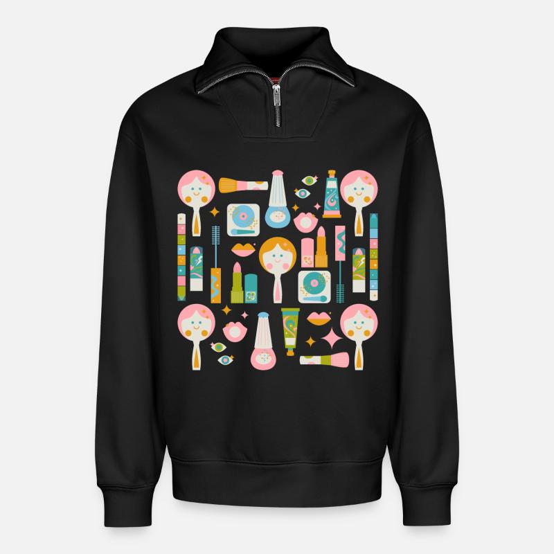 Disco Make Up Wiederbelebung - Relaxed Unisex Organic Half Zip Sweatshirt – von SPREAD - Schwarz