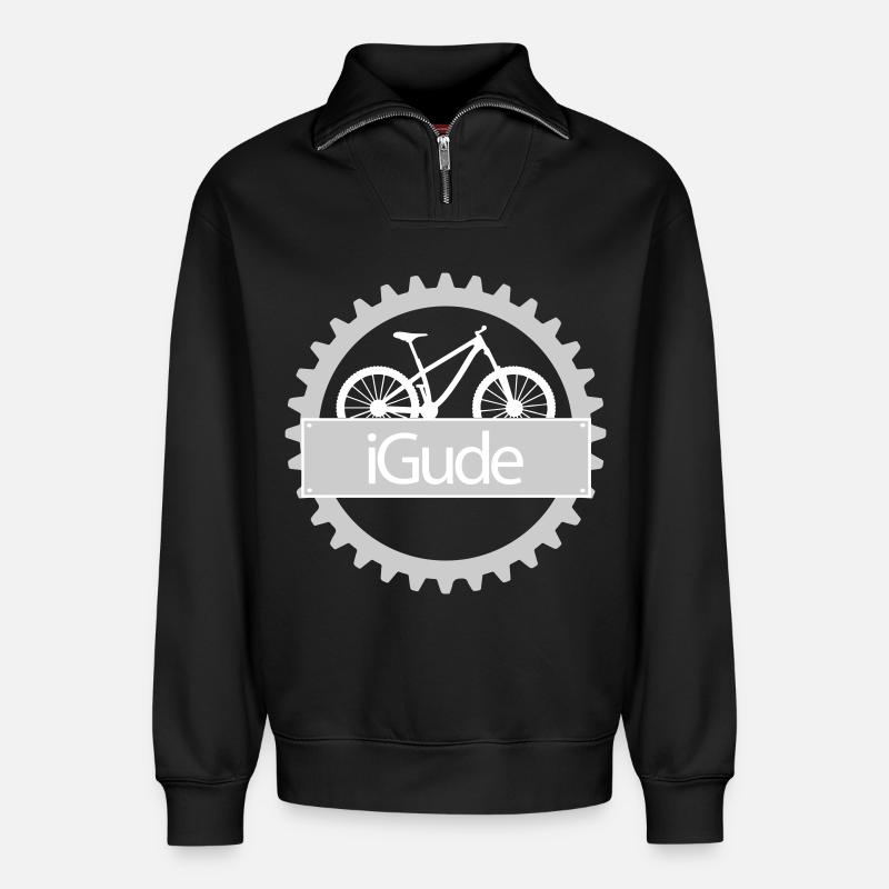 iGude Zahnrad MTB hell - Relaxed Unisex Organic Half Zip Sweatshirt – von SPREAD - Schwarz