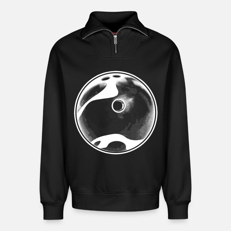 Bowlingkugel - Relaxed Unisex Organic Half Zip Sweatshirt – von SPREAD - Schwarz