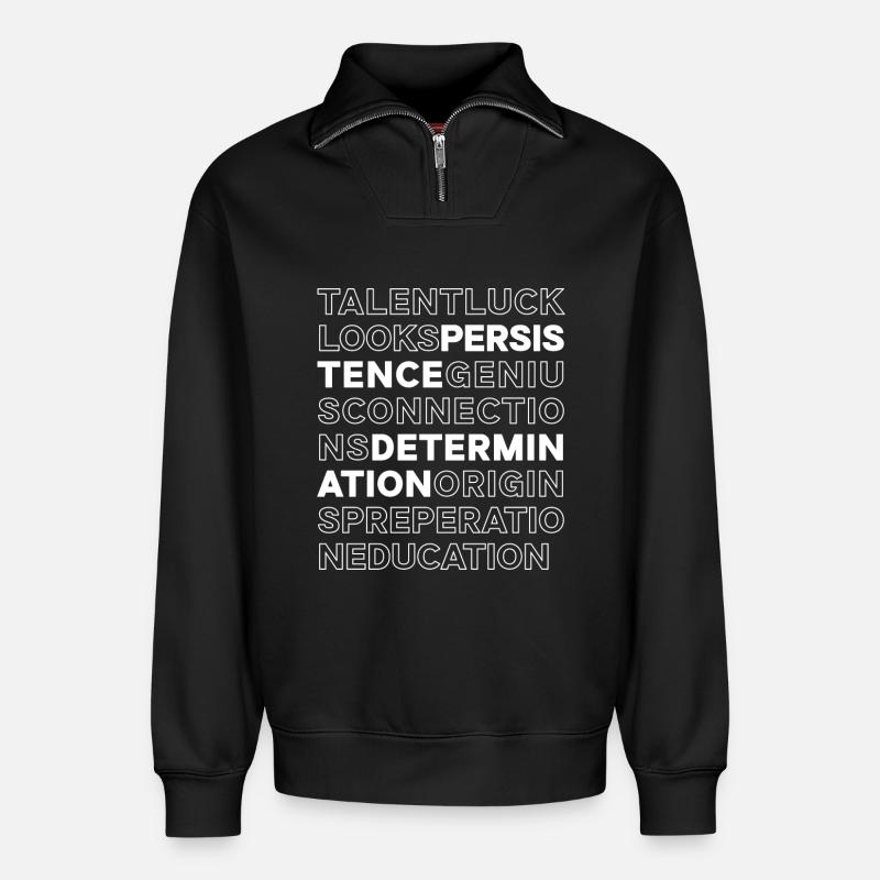 Persévérance et détermination - Sweat unisexe décontracté en coton biologique à demi-zip – de SPREAD - noir