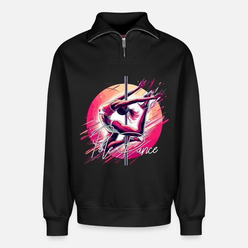 Pole Dance Dynamics pink gift - Relaxed Unisex Organic Half Zip Sweatshirt – by SPREAD - black