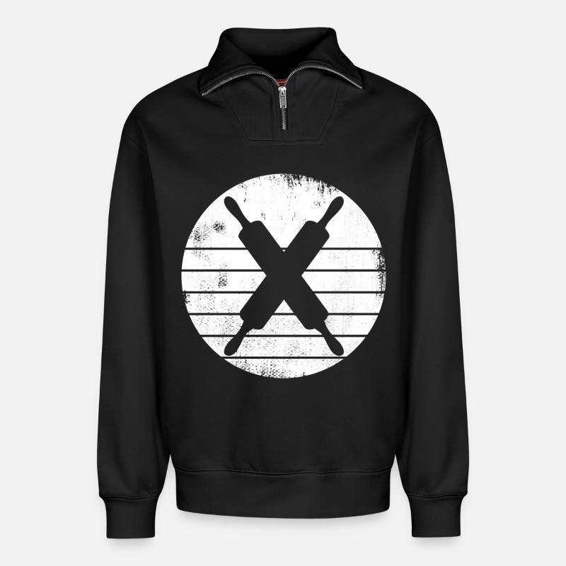 Nudelrolle - Relaxed Unisex Organic Half Zip Sweatshirt – von SPREAD - Schwarz