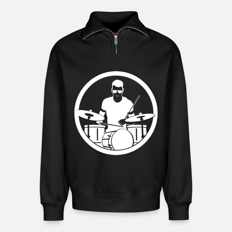 Drummer - Relaxed Unisex Organic Half Zip Sweatshirt – von SPREAD - Schwarz