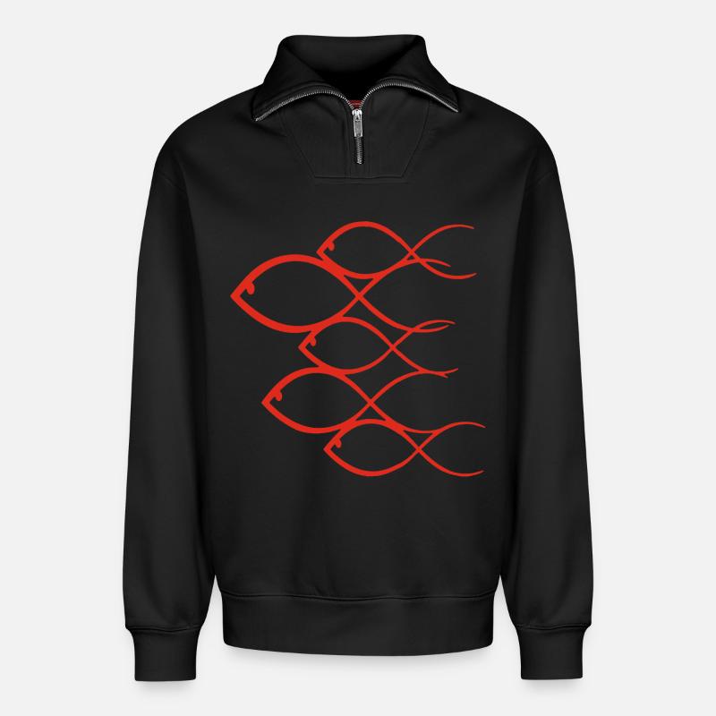 Goldfisch Banc - Relaxed Unisex Organic Half Zip Sweatshirt – von SPREAD - Schwarz