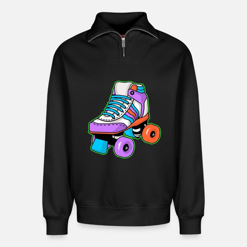 Rollschuh Schlittschuhläufer - Relaxed Unisex Organic Half Zip Sweatshirt – von SPREAD - Schwarz