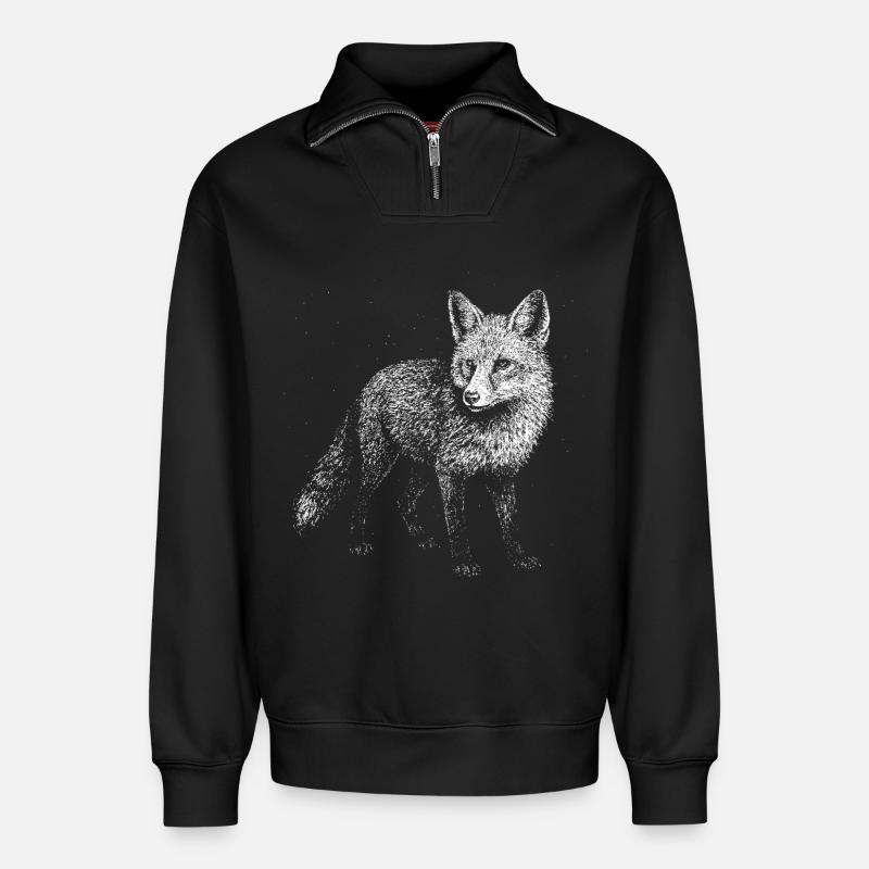 A fox - Relaxed Unisex Organic Half Zip Sweatshirt – by SPREAD - black