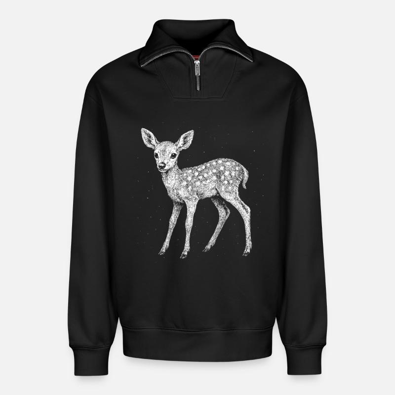 Faon - Sweat unisexe décontracté en coton biologique à demi-zip – de SPREAD - noir