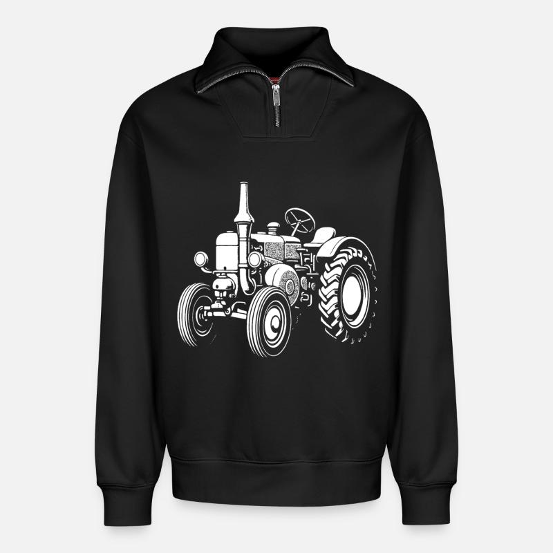 Nostalgischer Ackerheld - Relaxed Unisex Organic Half Zip Sweatshirt – von SPREAD - Schwarz