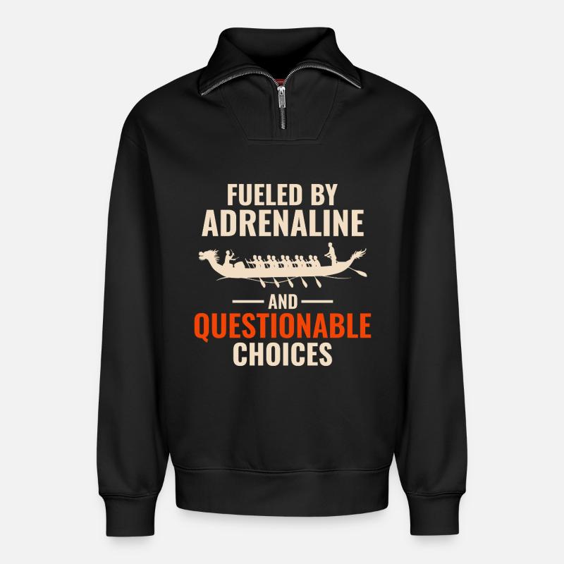 Drachenboot-Renngeist - Relaxed Unisex Organic Half Zip Sweatshirt – von SPREAD - Schwarz