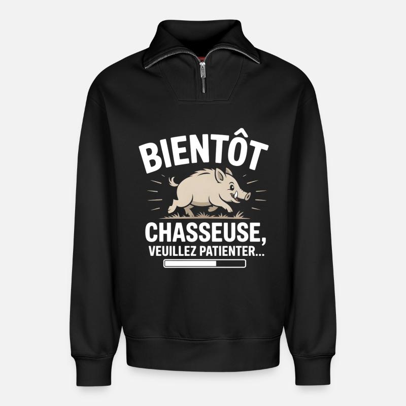 Bald ein Jäger - Relaxed Unisex Organic Half Zip Sweatshirt – von SPREAD - Schwarz