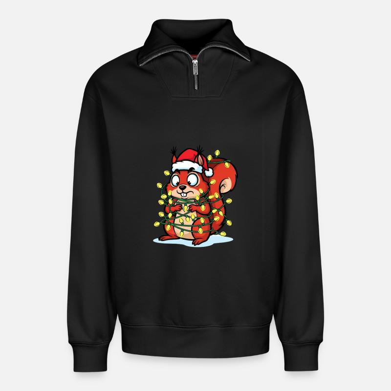 Eichhörnchen im Weihnachtslicht - Relaxed Unisex Organic Half Zip Sweatshirt – von SPREAD - Schwarz