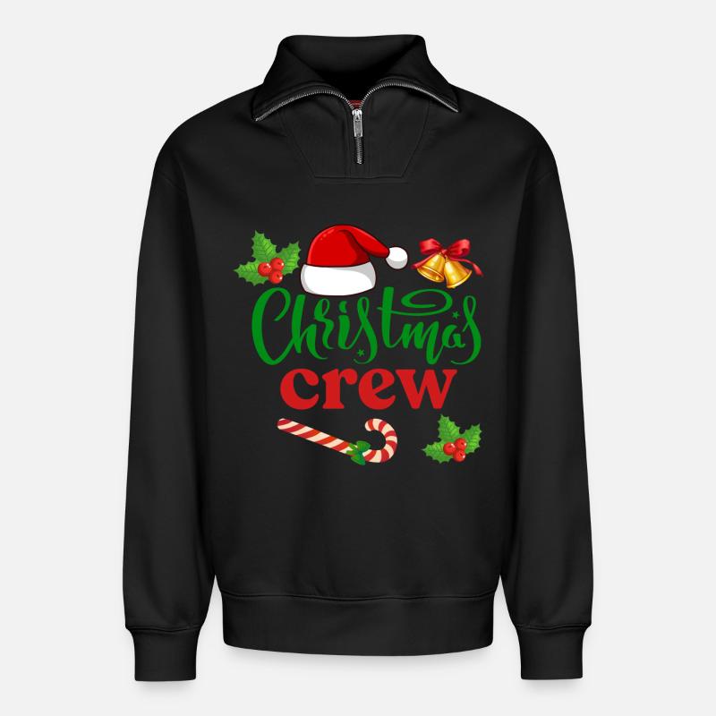 Weihnachts-Crew - Relaxed Unisex Organic Half Zip Sweatshirt – von SPREAD - Schwarz