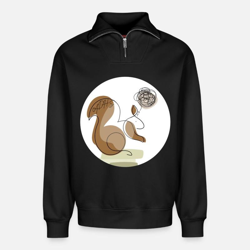 ADHS Neurodivergent  - Relaxed Unisex Organic Half Zip Sweatshirt – von SPREAD - Schwarz