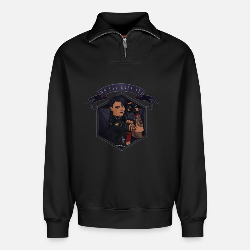 We can ROLL it! Tanned - Relaxed Unisex Organic Half Zip Sweatshirt – by SPREAD - black