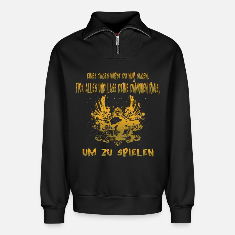 Dämon - Relaxed Unisex Organic Half Zip Sweatshirt – von SPREAD - Schwarz