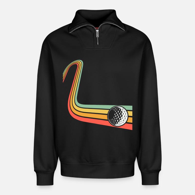 Golf - Sweat unisexe décontracté en coton biologique à demi-zip – de SPREAD - noir