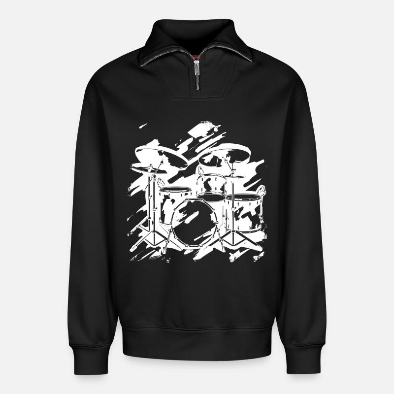 Percussion - Relaxed Unisex Organic Half Zip Sweatshirt – by SPREAD - black