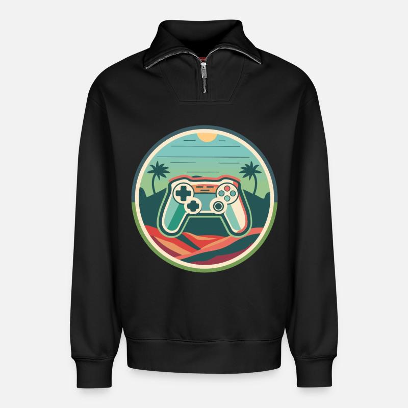 Gaming - Relaxed Unisex Organic Half Zip Sweatshirt – by SPREAD - black