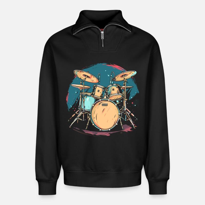 Trapset Illustration - Relaxed Unisex Organic Half Zip Sweatshirt – von SPREAD - Schwarz