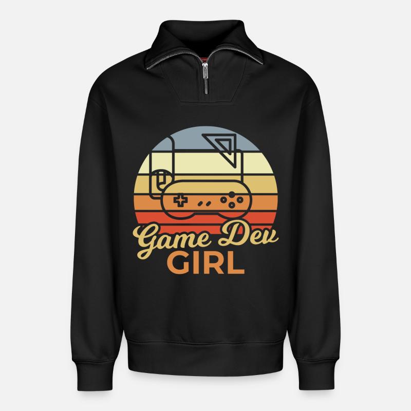 Game Dev Mädchen - Relaxed Unisex Organic Half Zip Sweatshirt – von SPREAD - Schwarz
