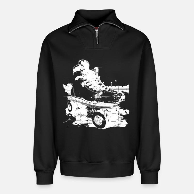 Rollerskates Grafik - Relaxed Unisex Organic Half Zip Sweatshirt – von SPREAD - Schwarz