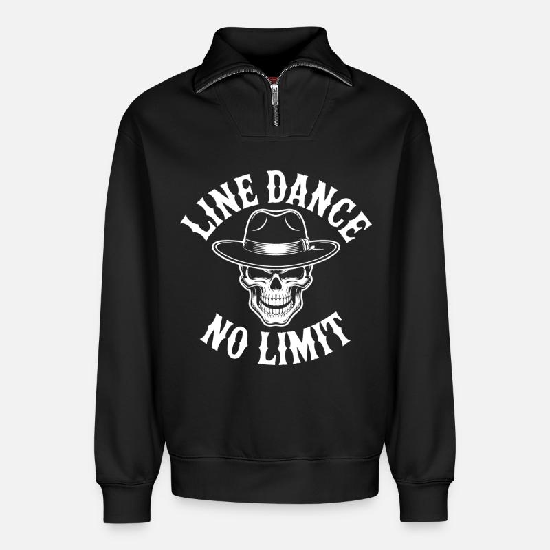 Line Dance Skull No Limit - Relaxed Unisex Organic Half Zip Sweatshirt – von SPREAD - Schwarz