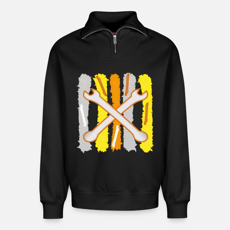 Clés à outils - Sweat unisexe décontracté en coton biologique à demi-zip – de SPREAD - noir