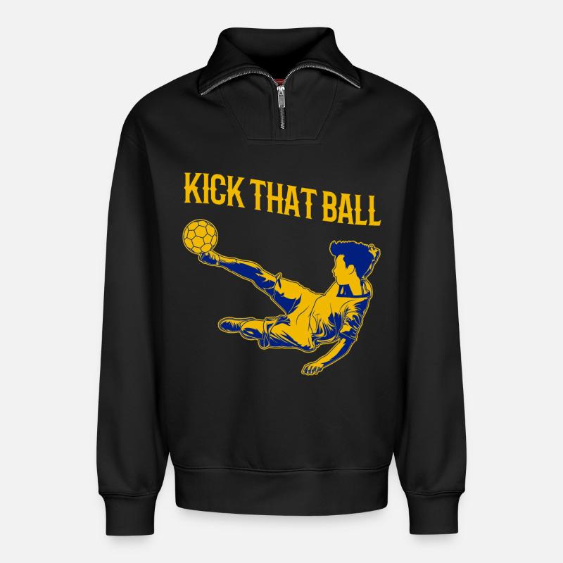 Fußballspruch - Relaxed Unisex Organic Half Zip Sweatshirt – von SPREAD - Schwarz
