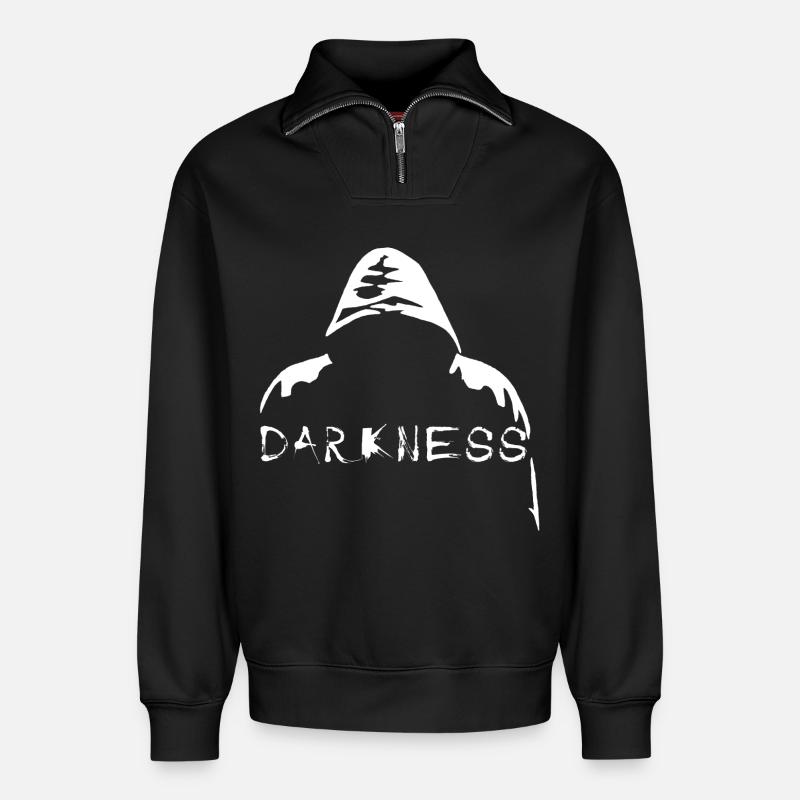 Dunkelheit - Relaxed Unisex Organic Half Zip Sweatshirt – von SPREAD - Schwarz