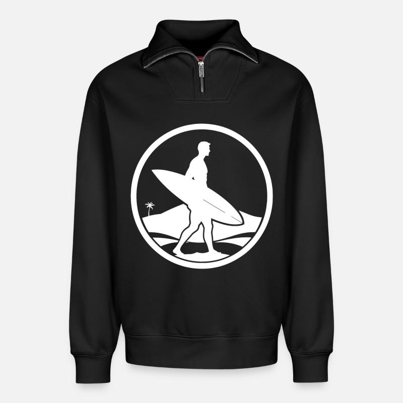 Surfer Logo - Relaxed Unisex Organic Half Zip Sweatshirt – von SPREAD - Schwarz