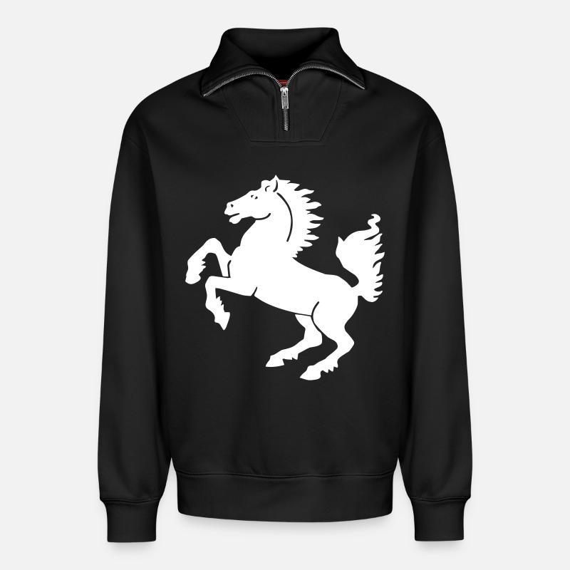 Stuttgart - Stuttgarter Ross - Relaxed Unisex Organic Half Zip Sweatshirt – von SPREAD - Schwarz