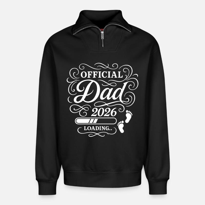 Dad 2026 Papa Loading Vaterschaft - Relaxed Unisex Organic Half Zip Sweatshirt – von SPREAD - Schwarz