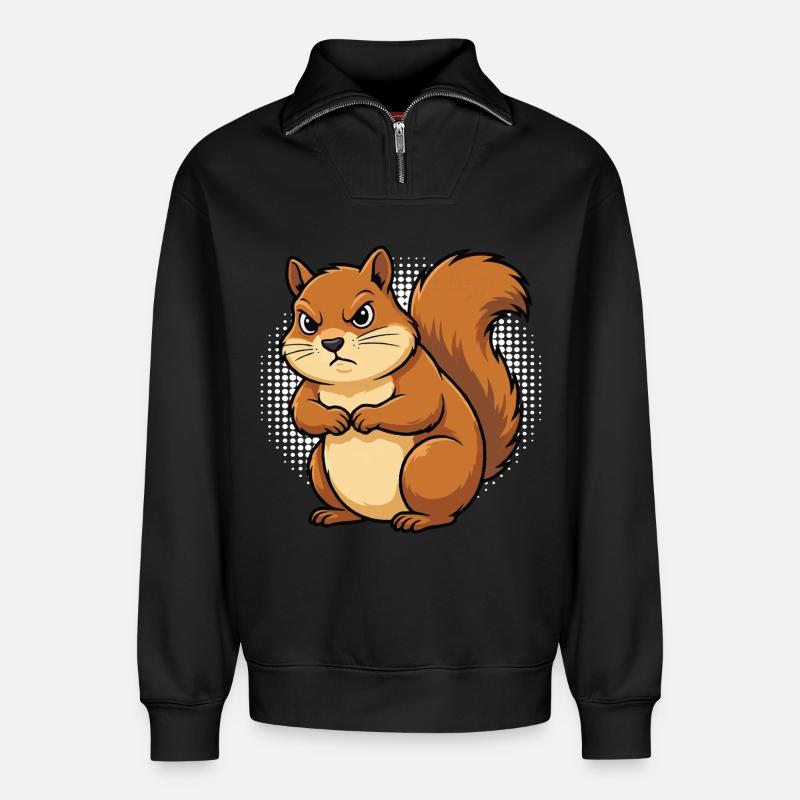 Eichhörnchen Eichhorn Eichhörnchenliebhaber Nager - Relaxed Unisex Organic Half Zip Sweatshirt – von SPREAD - Schwarz
