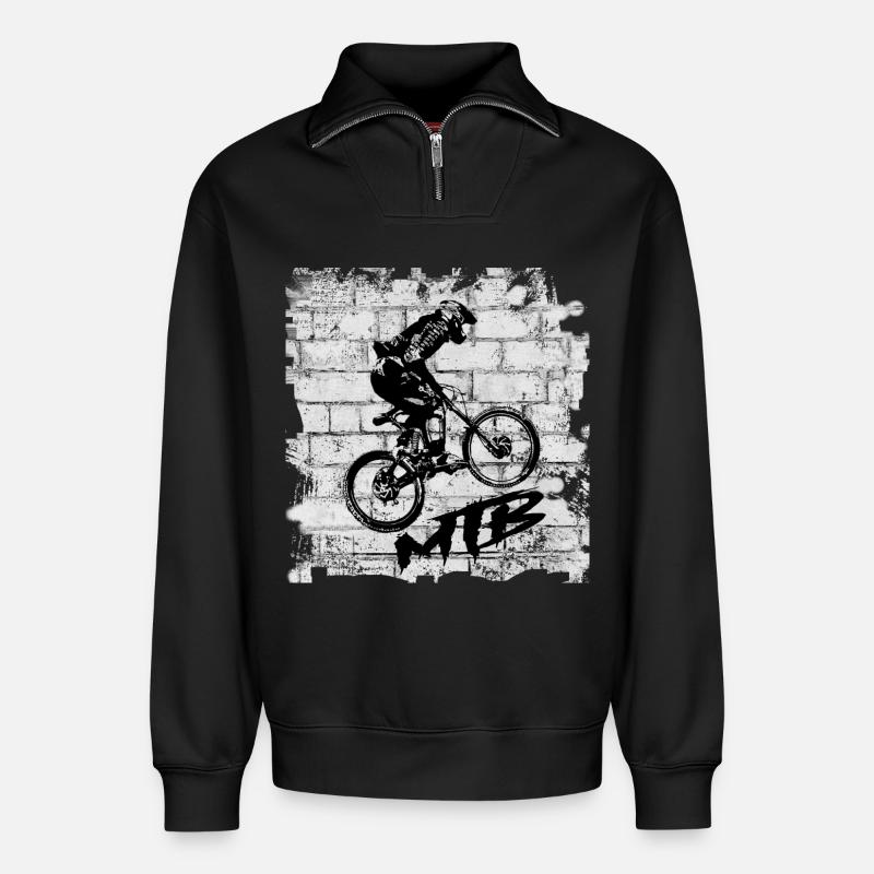 Vélo VTT - Sweat unisexe décontracté en coton biologique à demi-zip – de SPREAD - noir