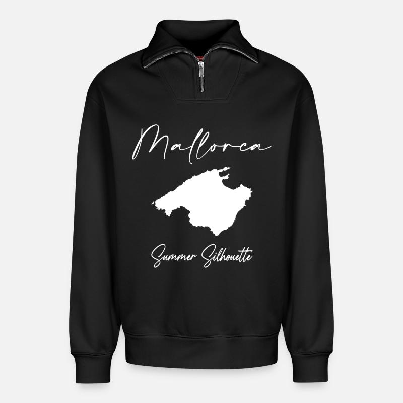 Majorca - Relaxed Unisex Organic Half Zip Sweatshirt – by SPREAD - black