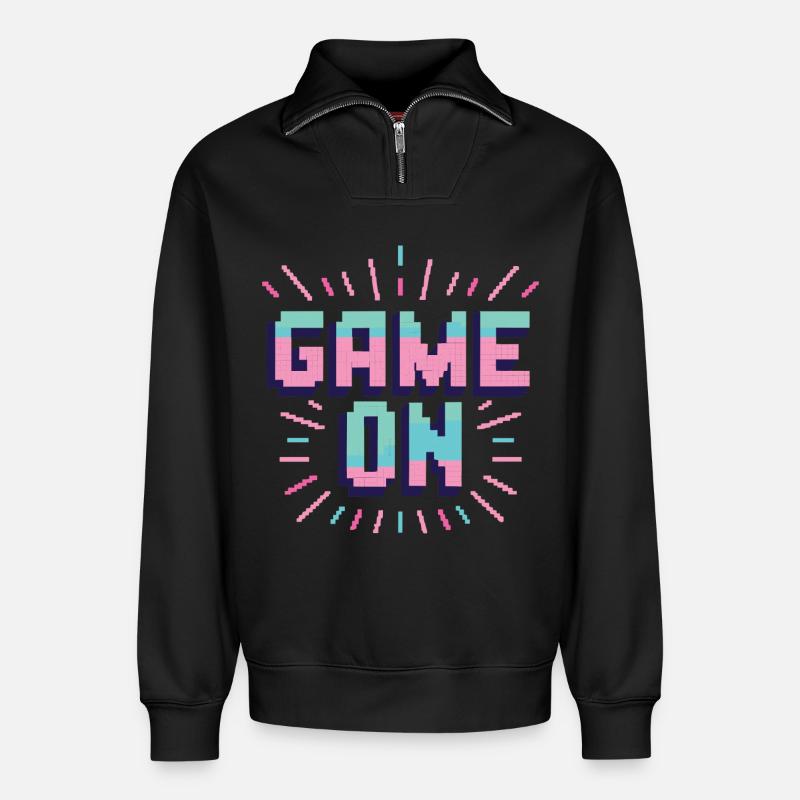 Game on - Relaxed Unisex Organic Half Zip Sweatshirt – von SPREAD - Schwarz