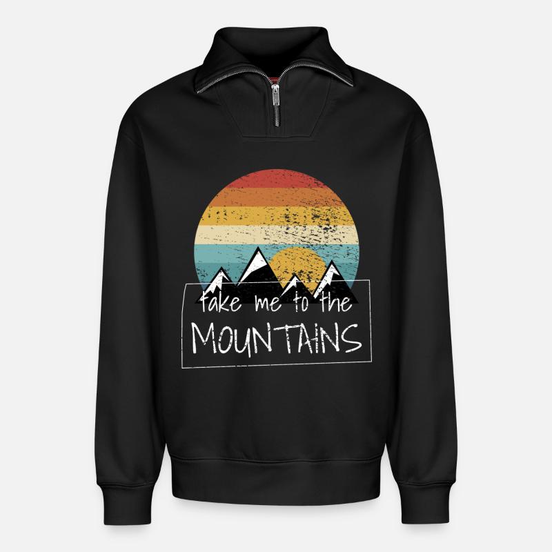 Hiking Hikes - Relaxed Unisex Organic Half Zip Sweatshirt – by SPREAD - black