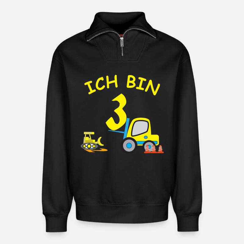 Ich bin 3 - Relaxed Unisex Organic Half Zip Sweatshirt – von SPREAD - Schwarz